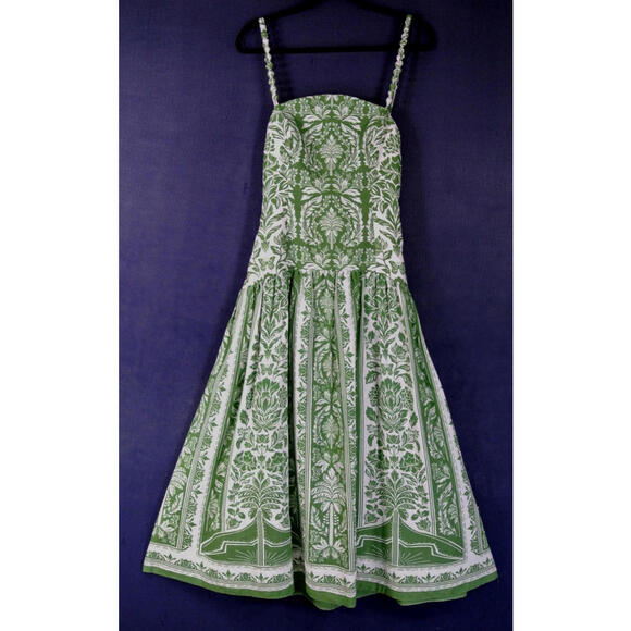 NEW, Farm Rio Delicate Tapestry Midi Dress in Green Sz M #MD1404 - Picture 5 of 12